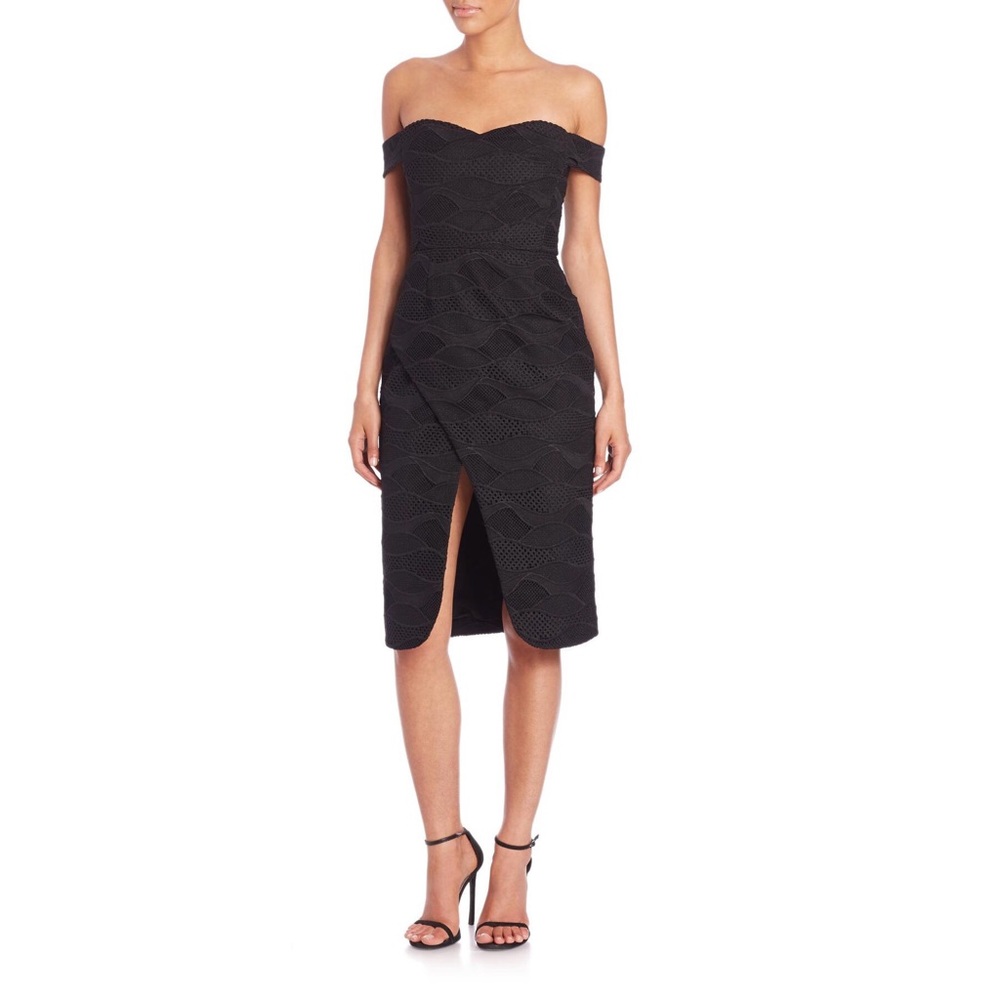 NICHOLAS Wave Lace Off Shoulder Dress.